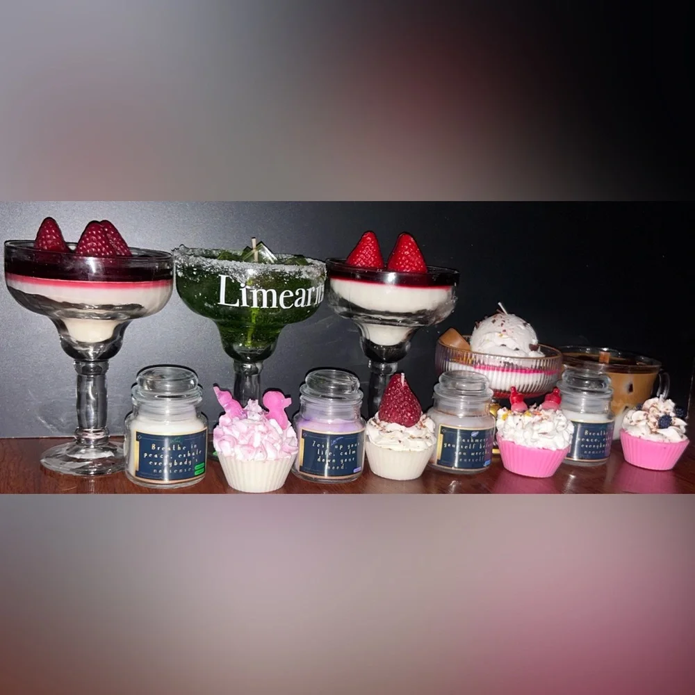 Decorative Strawberry & Pink Cupcake Candle Set - Unbranded